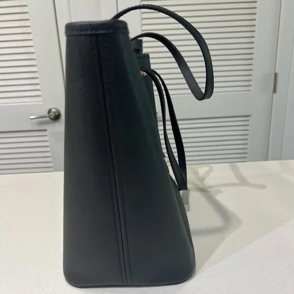 Authentic Michael Kors Jet Set Travel Saffiano Leather Top-Zip Tote Bag Black - Picture 3 of 15